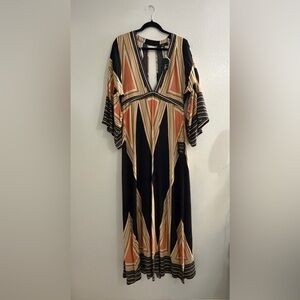 Lulu's Black and Tan Long Sleeve Dress